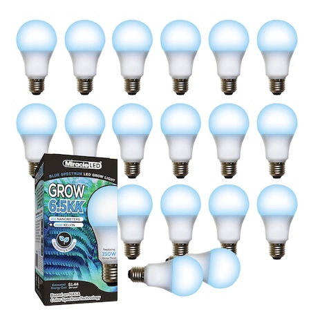 Miracle Led 6.5KK Pro-Pack Indoor Grow Light Bulb, 6500K Blue Spec. Replace 150W Grow Bulbs, 18PK 801889